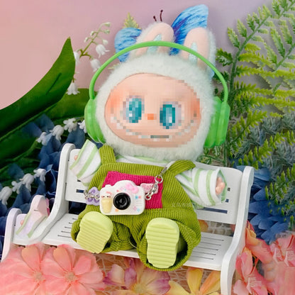 Tenue Poupée 10cm – Salopette Denim + Chemise, Ensemble Mignon