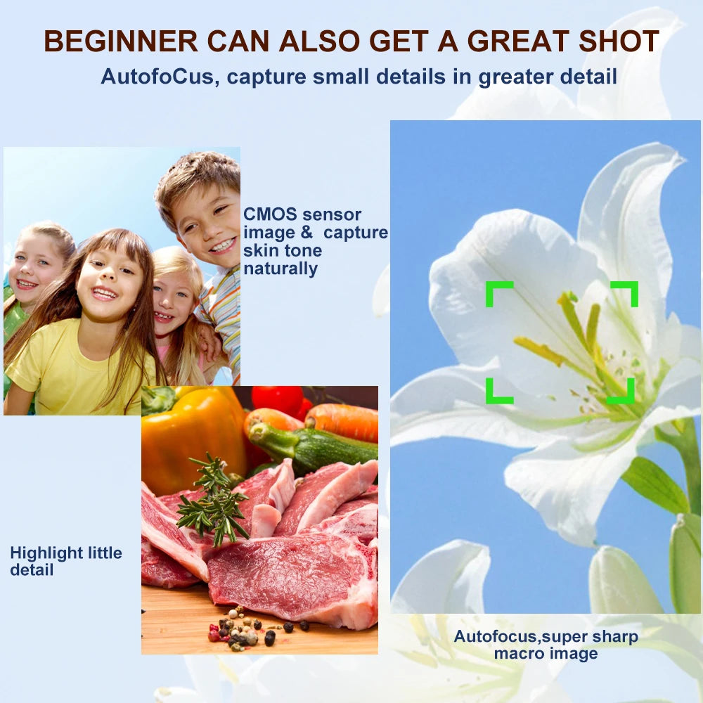 Caméra Vlog Ourlife 5K – Appareil Photo Numérique Double Écran, Zoom 18X, Capteur 80MP, Idéal pour YouTube, Selfie et Voyage