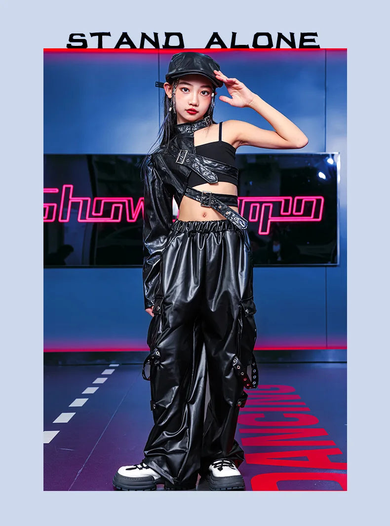 Vêtements Hip Hop Fille, T-shirt Court et Pantalon Cargo .