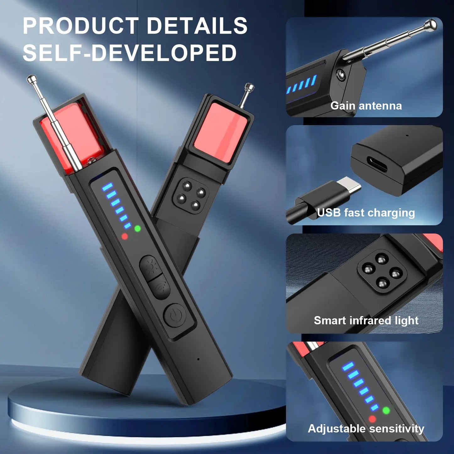 Détecteur caméra cachée – infrarouge, GPS/écoute, réglable