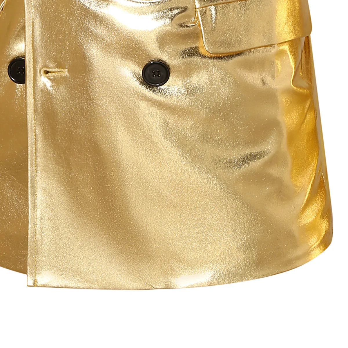 Blazer homme noir et argent à col V, paillettes dorées, manches longues – Fête & scène .