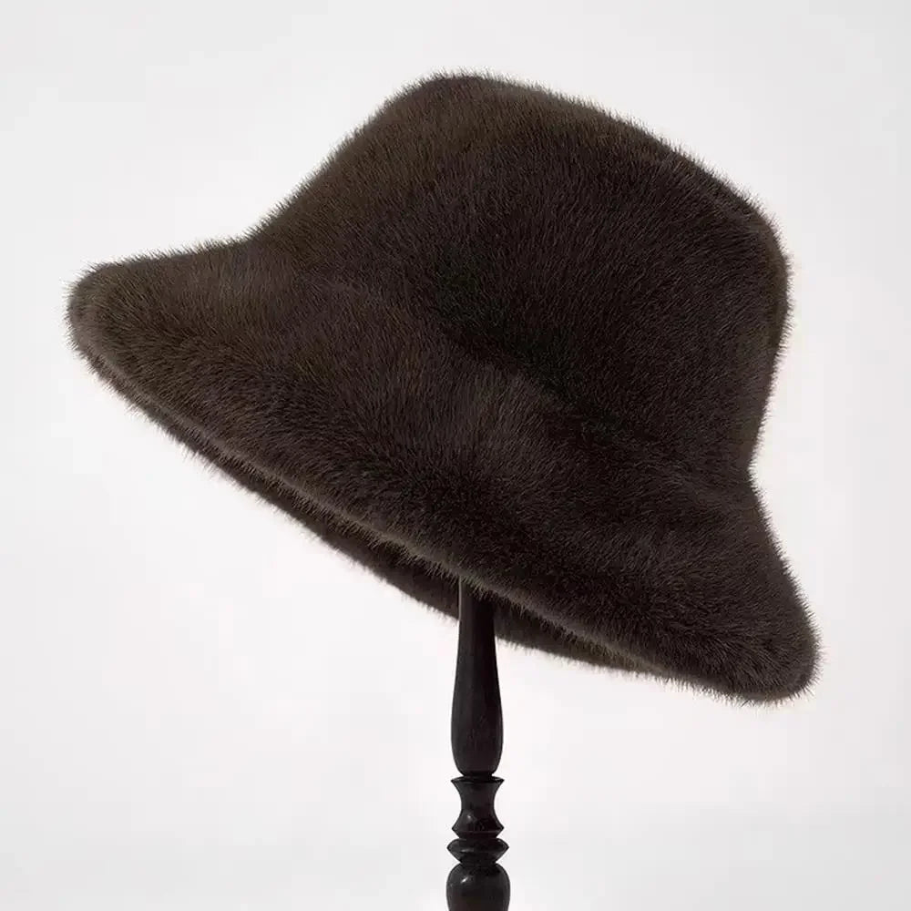 Chapeau de Pêcheur en Polaire pour Femmes – Casquette Seau Coupe-Vent avec Cache-Oreilles Chauds, Style Classique, Couleur Unie, Mode décontractée pour l'Extérieur