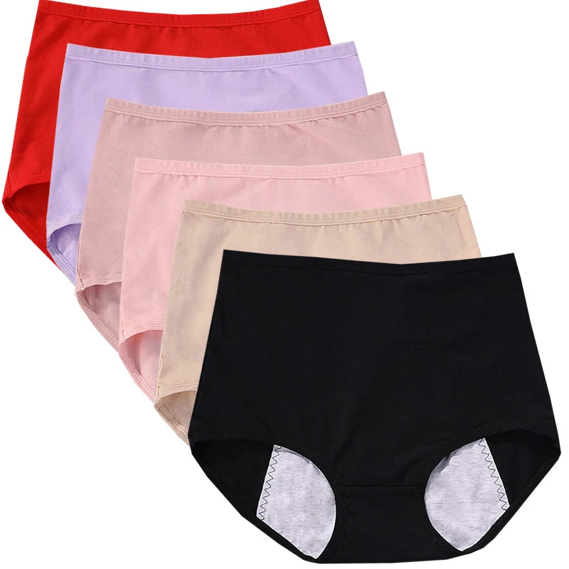 Lot 6 pièces culottes menstruelles taille haute – Sous-vêtements anti-fuite en coton