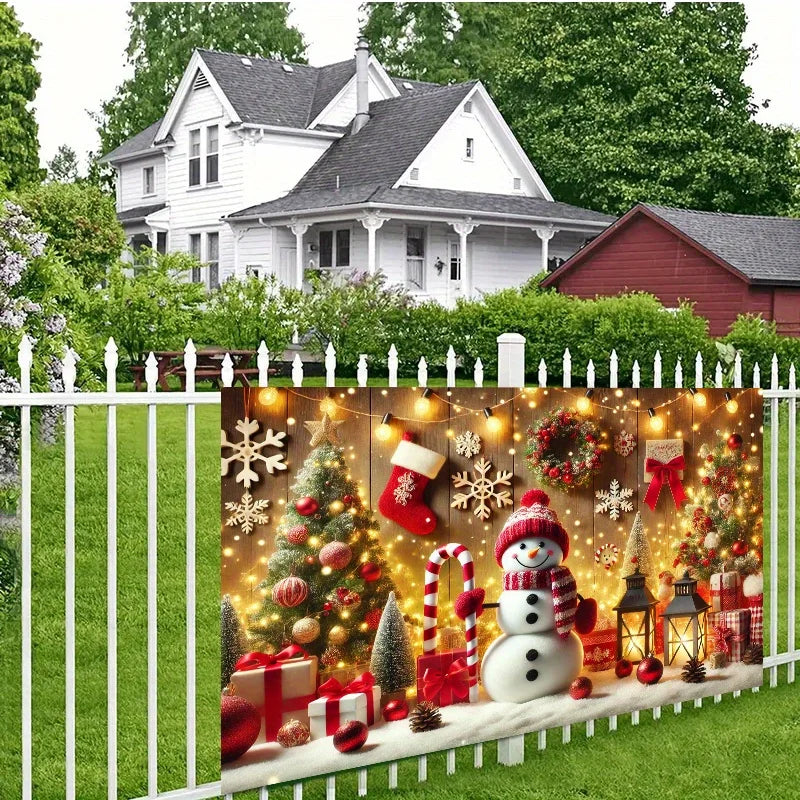 Bannière de Noël Flocon de Neige – Décor Mural Polyester