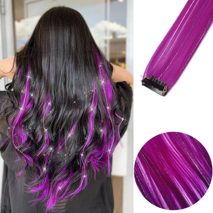 Extensions capillaires synthétiques à reflets colorés pour filles, postiches lisses multicolores de 22 pouces, 6 pièces/paquet