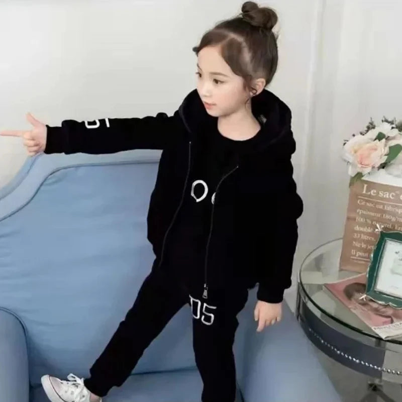 Survêtement Velours Fille 3 Pièces – Automne Hiver