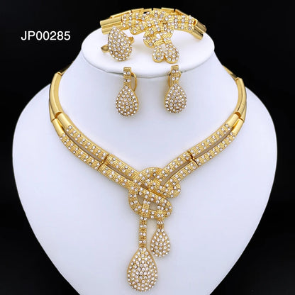 Ensemble Bijoux Femme – Plaqué Or 18K Style Dubaï, Collier, Bracelet, Boucles, Bague