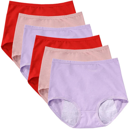 Lot 6 pièces culottes menstruelles taille haute – Sous-vêtements anti-fuite en coton