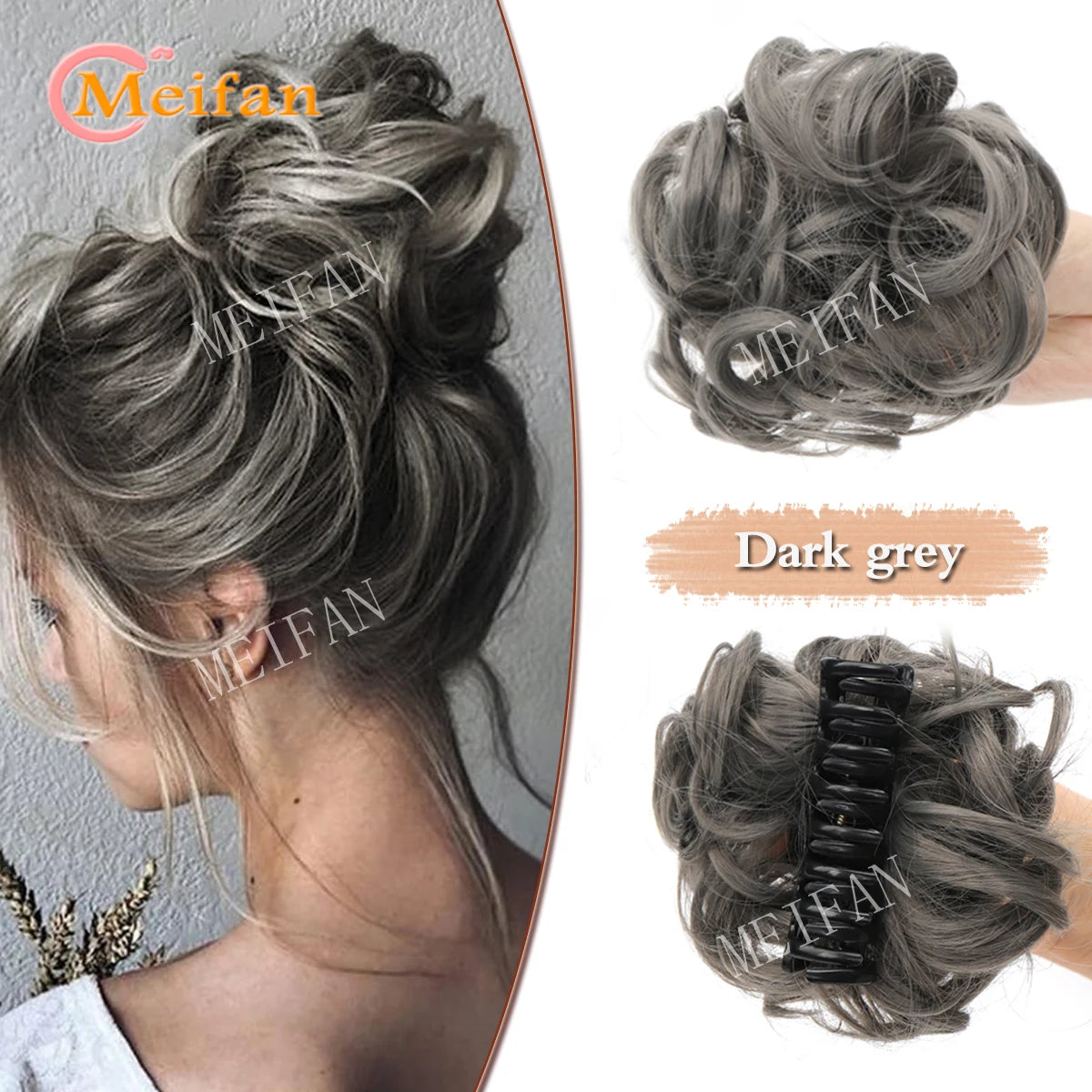 synthetic wavy bun with claw clip,