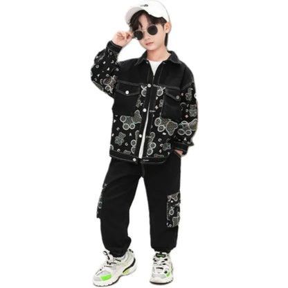 Tenue enfant garçon – Ensemble manteau et pantalon coton, look décontracté