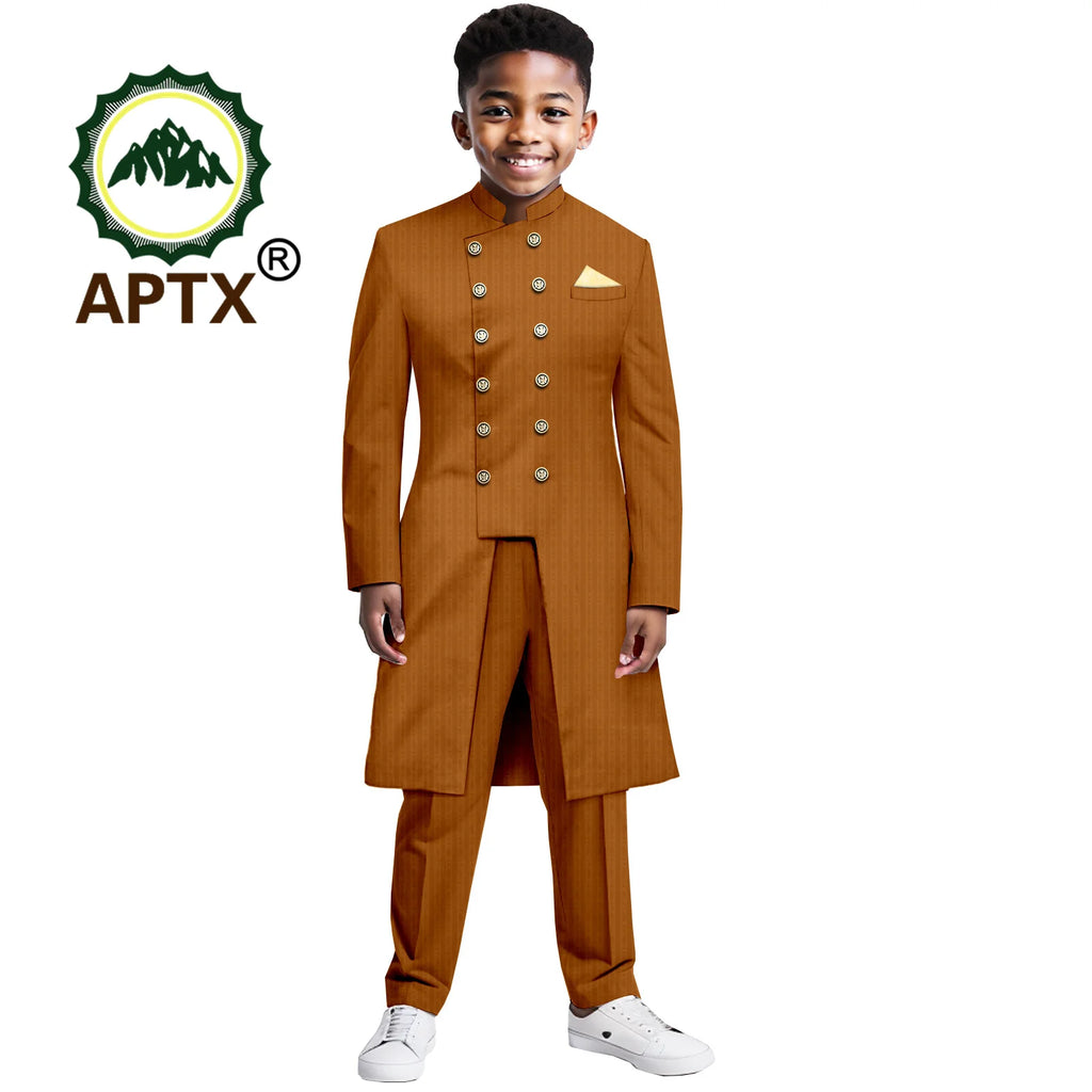 Ensemble garçon africain – Tenue traditionnelle 2 pièces, veste et pantalon, robe formelle pour fête et mariage