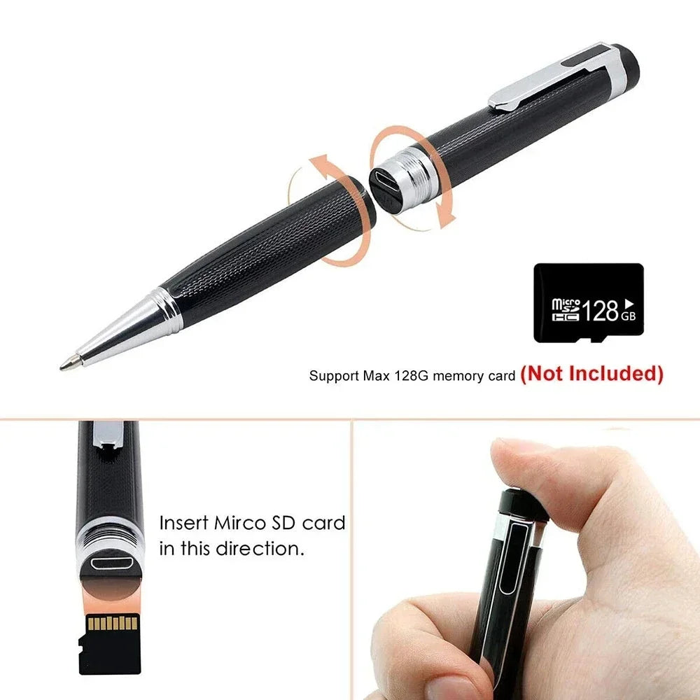 Stylo enregistreur vocal 128 Go portable USB, lecture MP3, pour conférences et cours, avec 5 recharges.