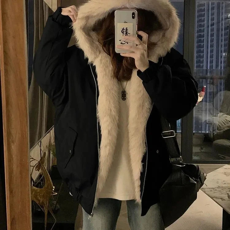 Manteau Femme Chaud – Double Face Capuche Automne/Hiver