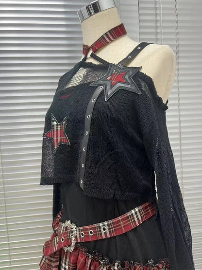 Ensemble mode américaine gothique fille, style chic slim