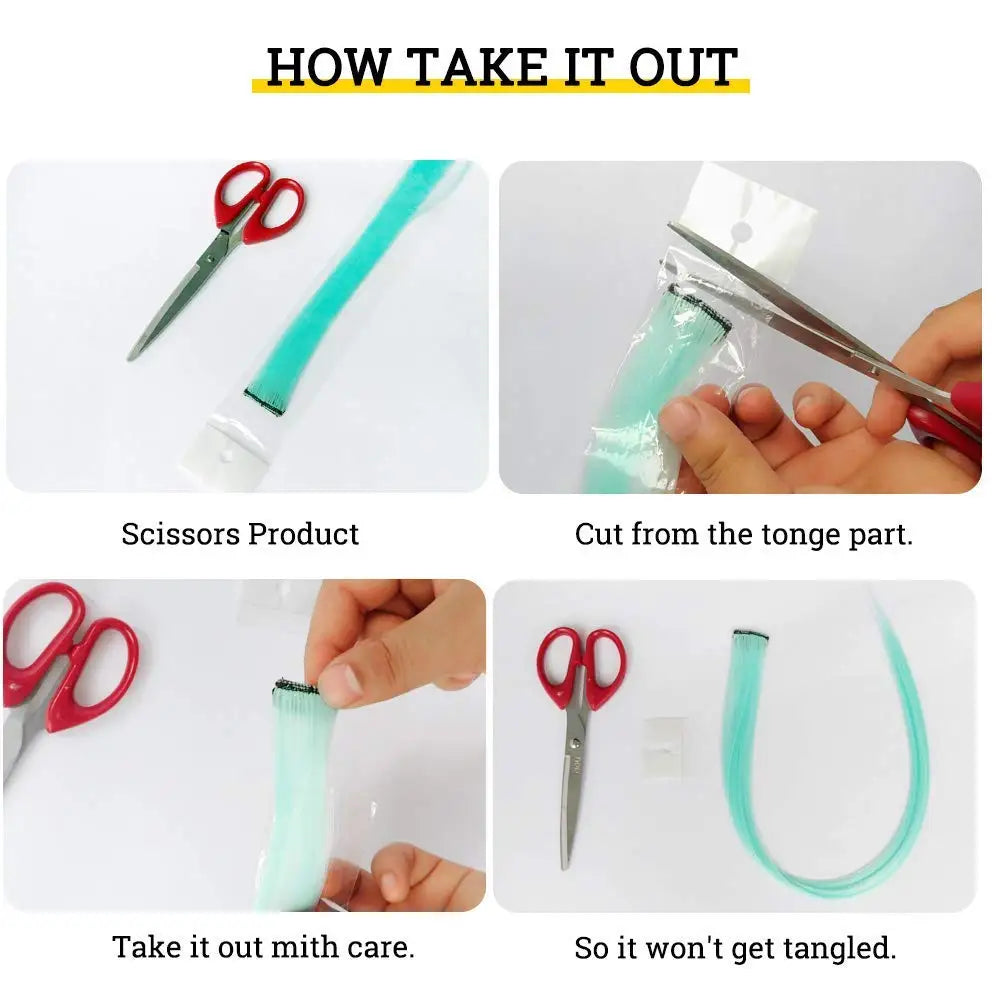 Extensions Clips Synthétiques Rouge Bleu 10 pcs Fête