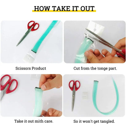 Extensions Clips Synthétiques Rouge Bleu 10 pcs Fête