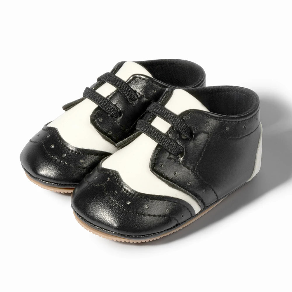 Chaussures bébé garçon – Premiers pas, cuir PU souple, patchwork, semelle antidérapante