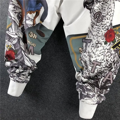 Pantalon Haren ample homme, élastique à lacets, poche imprimée, style coréen printemps-automne