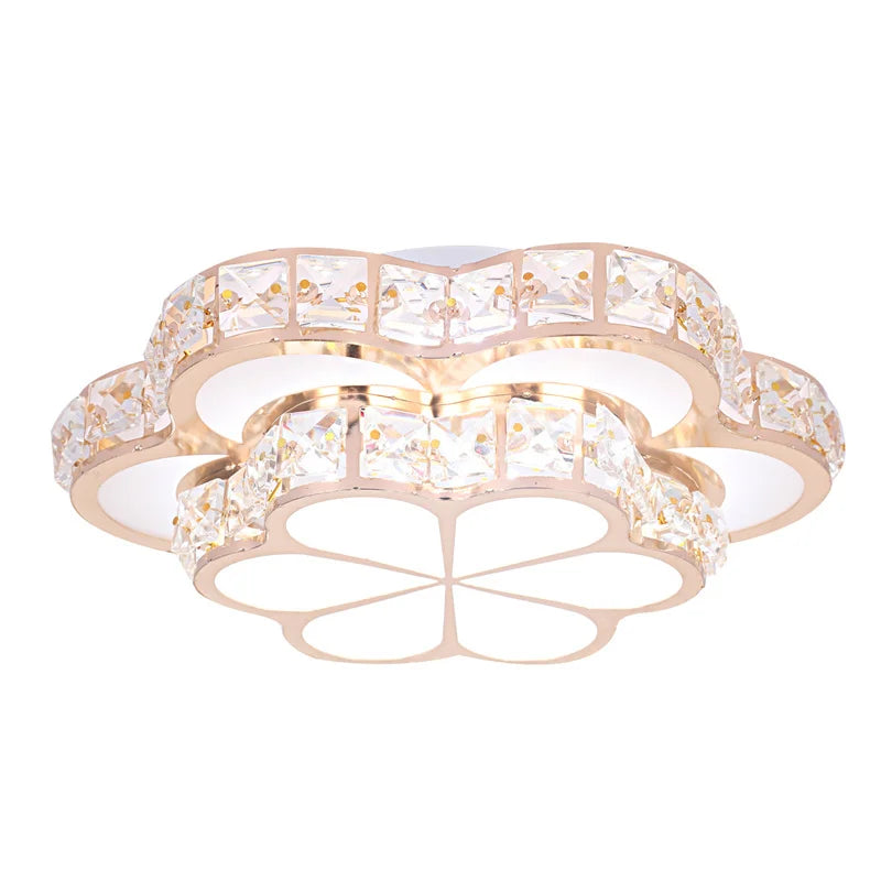 Plafonnier LED Fleur en Cristal Or – Allée, Escalier, Cuisine .