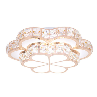 Plafonnier LED Fleur en Cristal Or – Allée, Escalier, Cuisine .