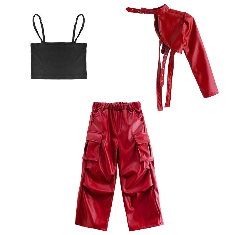 Vêtements Hip Hop Fille, T-shirt Court et Pantalon Cargo .