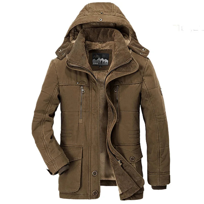 Manteau Hiver Homme 7XL Cargo, Multi-Poches, Doudoune Longue, Capuche, Chaud .