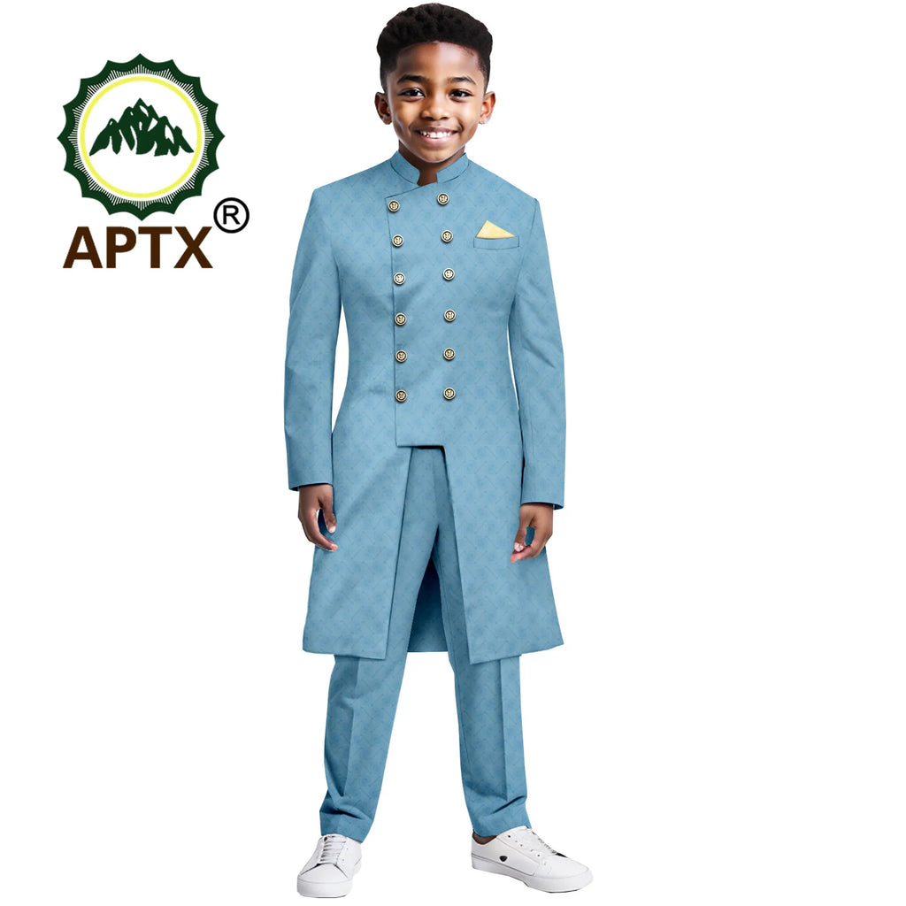 Ensemble garçon africain – Tenue traditionnelle 2 pièces, veste et pantalon, robe formelle pour fête et mariage