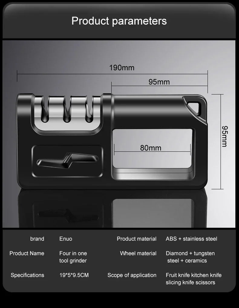 Affûteur manuel professionnel 3 étapes – carbure de tungstène & diamant, style japonais, couteaux/ciseaux de cuisine