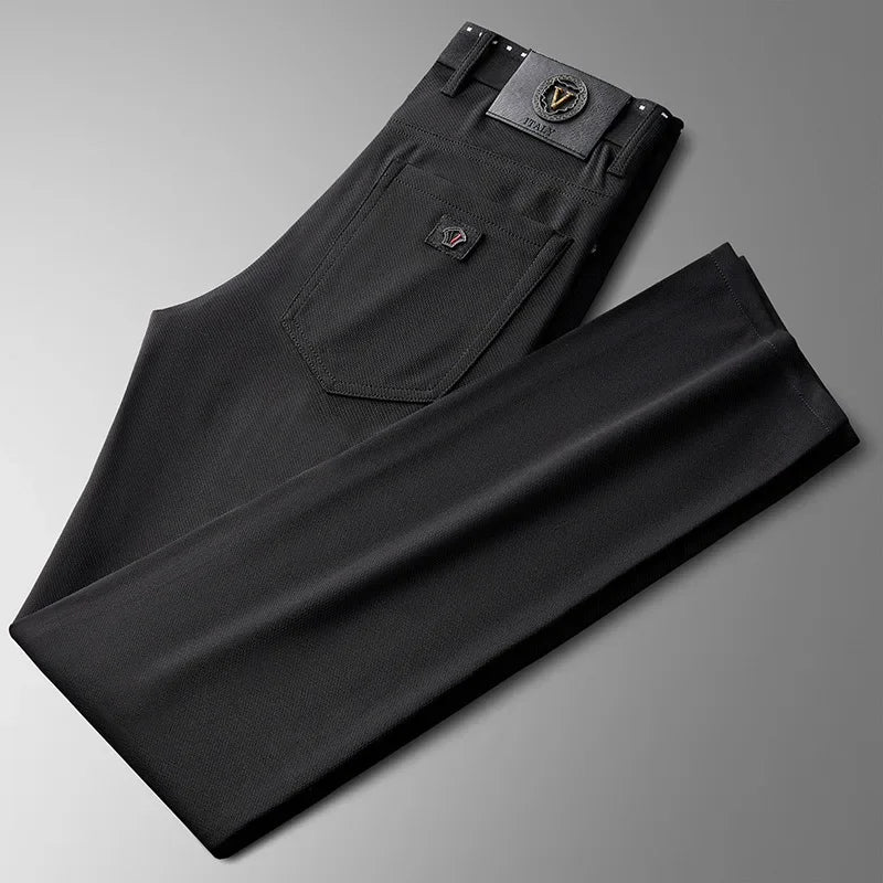 Jean homme été haut de gamme, léger, coupe droite, taille élastique, 5 poches, denim confortable .