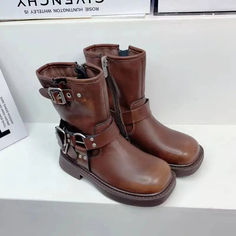 Bottes Courtes Cuir Fille – Semelle Souple, Construction Latérale, Mode Automne Hiver , Chaussures Enfants Confortables et Tendance