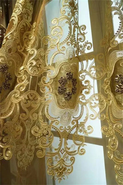 Rideau Brodé Luxe – Chenille, Style Européen, Avec Cantonnière .