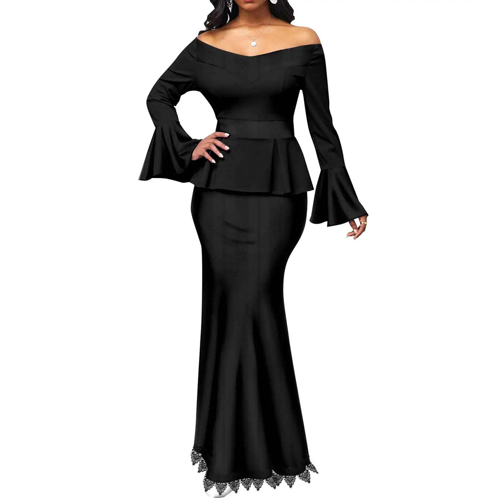 Vêtements couple africain – Robe femme maxi et jupe sirène, haut homme assorti, tenue mariage ET fête , 3 pièces