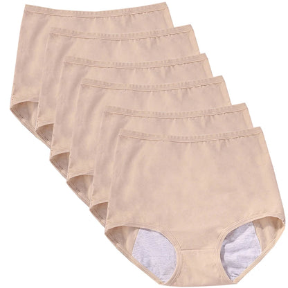 Lot 6 pièces culottes menstruelles taille haute – Sous-vêtements anti-fuite en coton