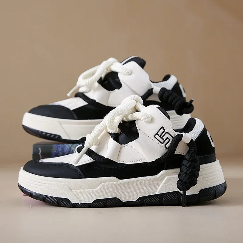 Chaussures chunky polyvalentes pour hommes et femmes, blanches