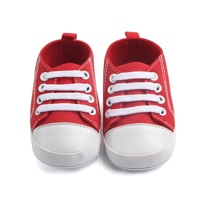 Chaussures bébé fille 0‑18M – baskets montantes en toile, antidérapantes, premiers pas