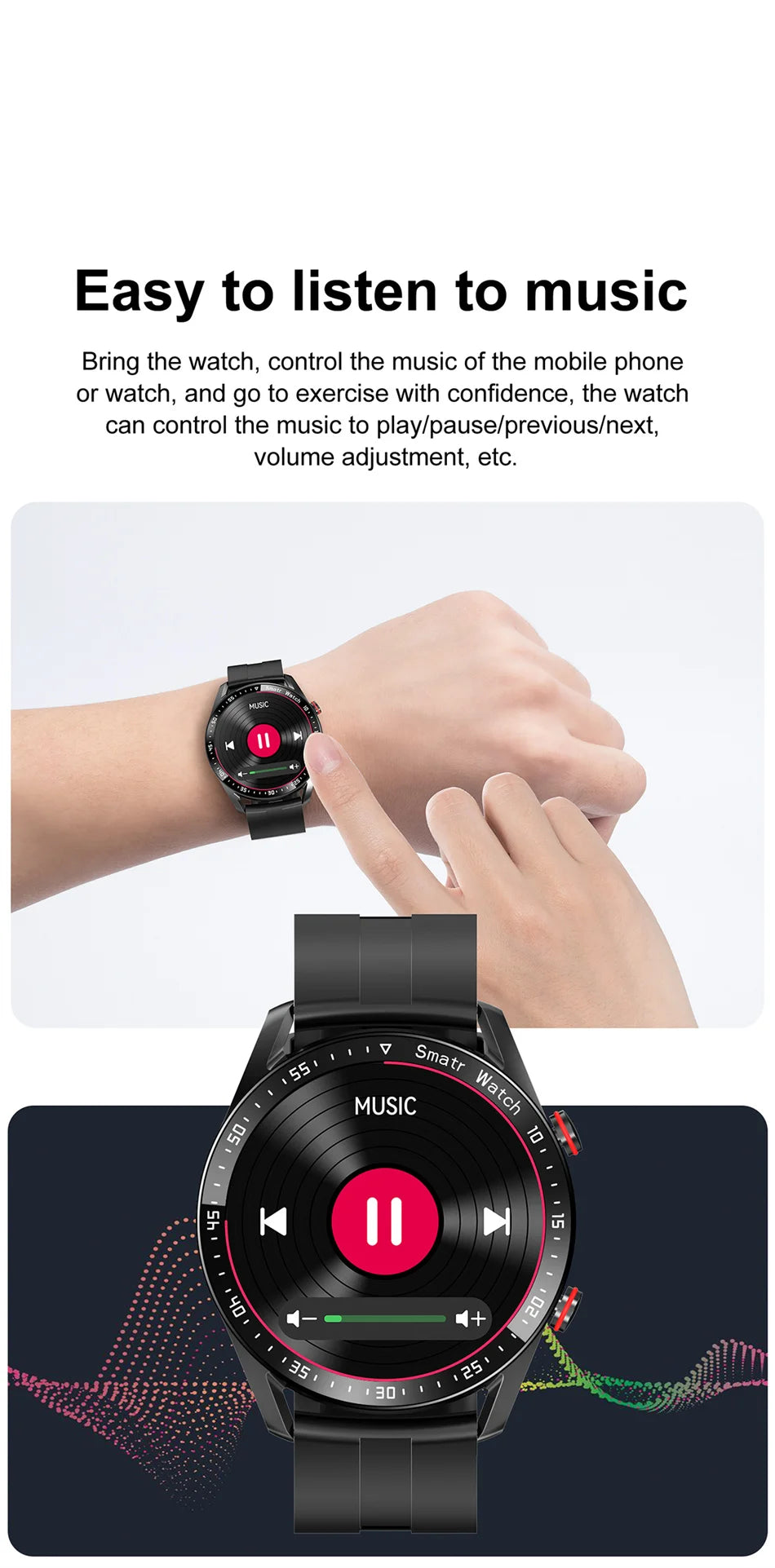 Montre connectée en bois résistante à l'eau .