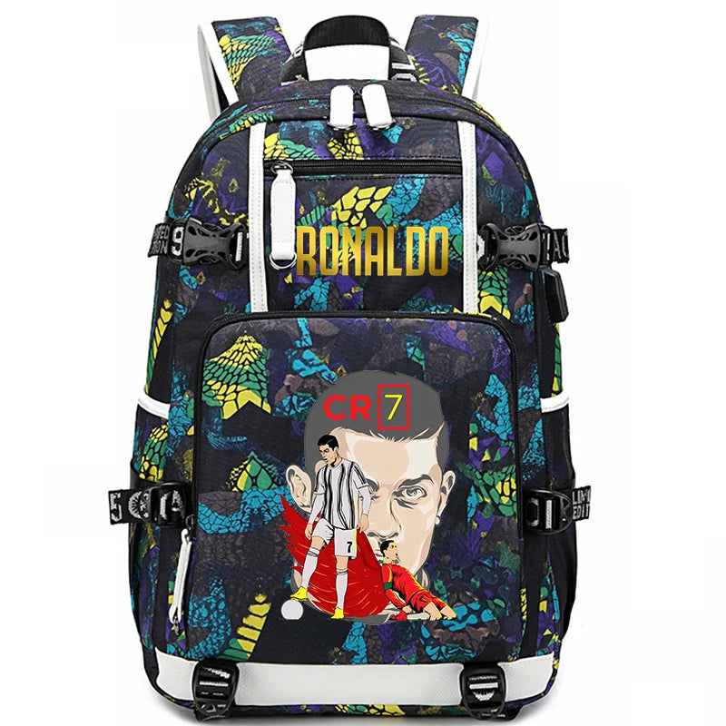 Sac d'école imprimé Ronaldo pour enfants, sac à dos pour étudiant, sac de voyage extérieur.