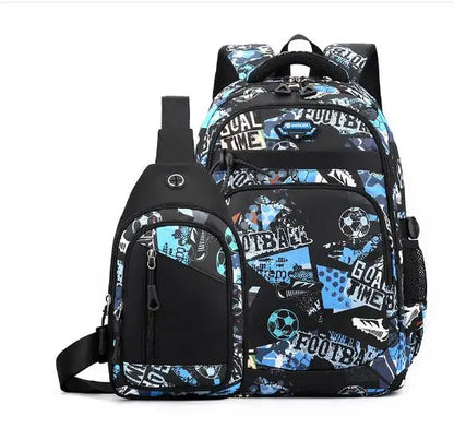 Sac à dos football cool 2 pièces – avec sac poitrine, capacity, cartable simple lycée mixte .