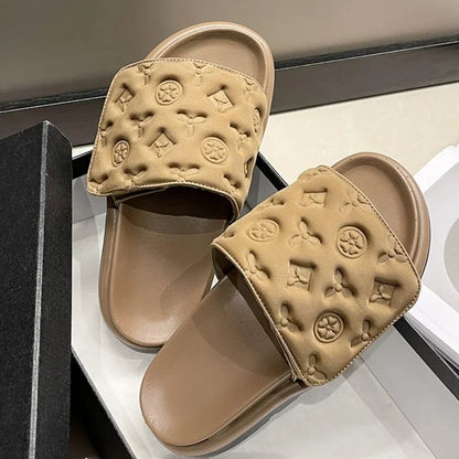 Pantoufles été femme à semelle épaisse, sandales de plage tendance,