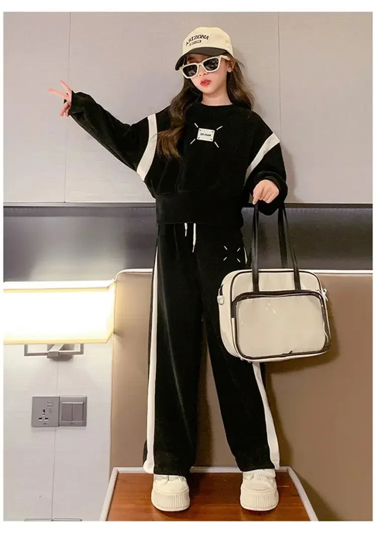 Ensemble bébé fille coréen 2 pièces 4-15 ans, style printemps, tendance oversize .