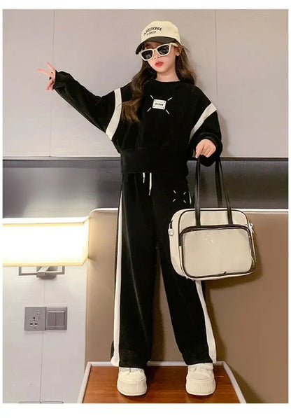 Ensemble bébé fille coréen 2 pièces 4-15 ans, style printemps, tendance oversize .