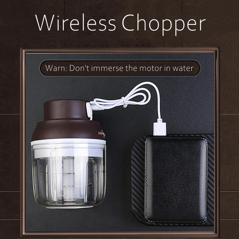 Broyeur légumes et fruits rechargeable luxe, presse-ail avec lame acier inox 430, conteneur PP certifié LFGB