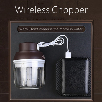 Broyeur légumes et fruits rechargeable luxe, presse-ail avec lame acier inox 430, conteneur PP certifié LFGB