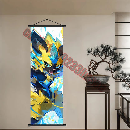 Peinture artistique Pokémon classique japonais – Pikachu, Gengar, Mewtwo – Décoration murale chambre à coucher haute qualité