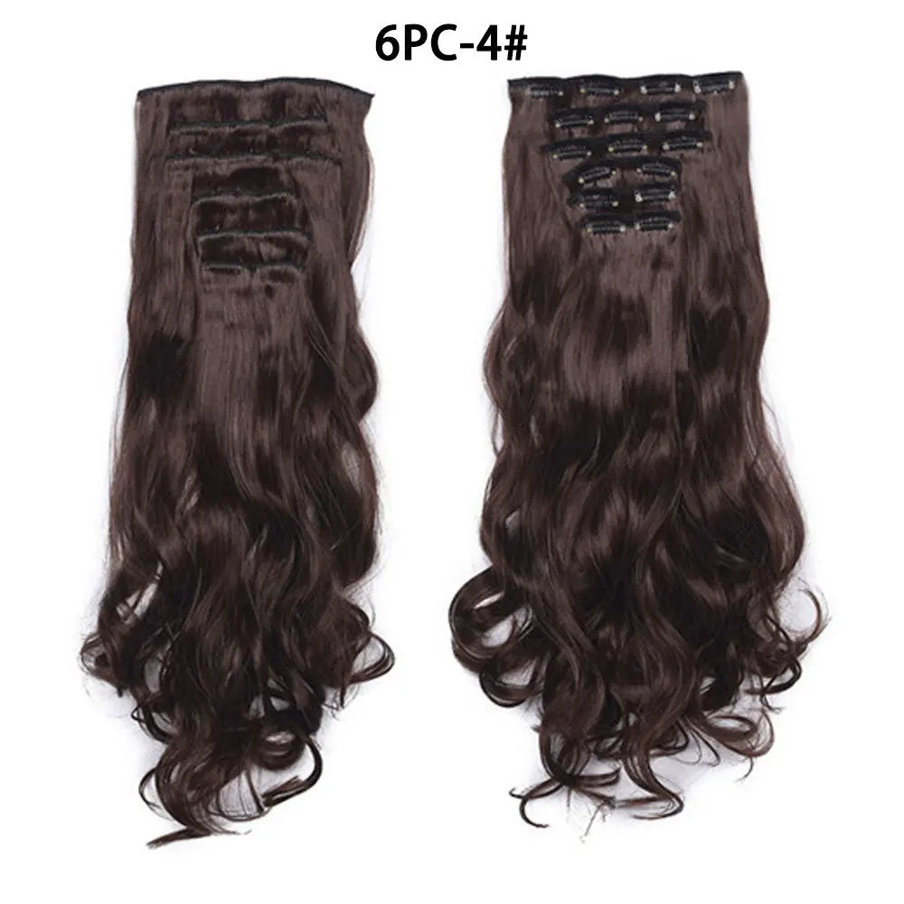 Extensions synthétiques clips - Ondulées bouclées 22'' brun foncé