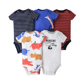 Combinaison bébé été coton, 5 pièces, dessins animés