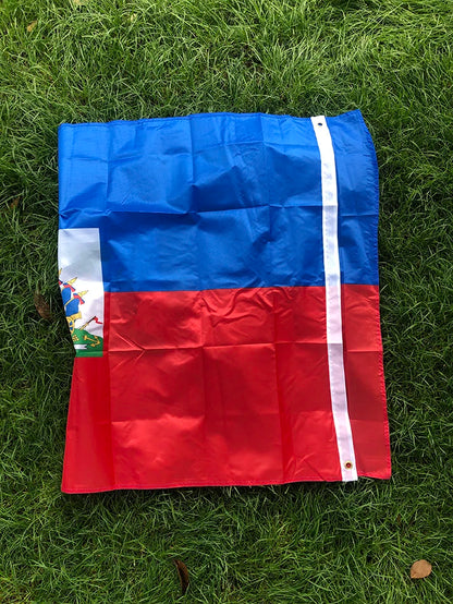 Drapeau Haïti 90x150cm – Polyester Résistant, Double Face, Bleu Rouge