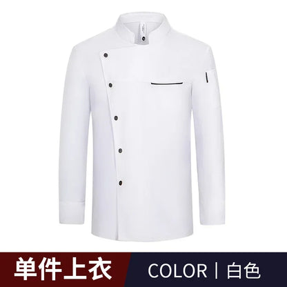 Uniforme Chef Hôtel Homme – Veste de Chef, Tablier à Manches Longues, Manteau de Cuisinier Restaurant, T-shirt Tenue Professionnelle, Uniforme Serveur, Vêtement de Travail