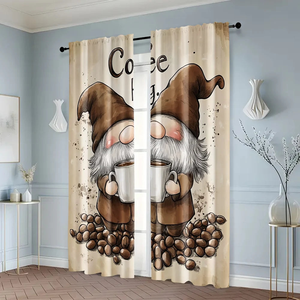 Rideaux filtrants gnome café, 2 pièces, polyester polyvalent salon/chambre
