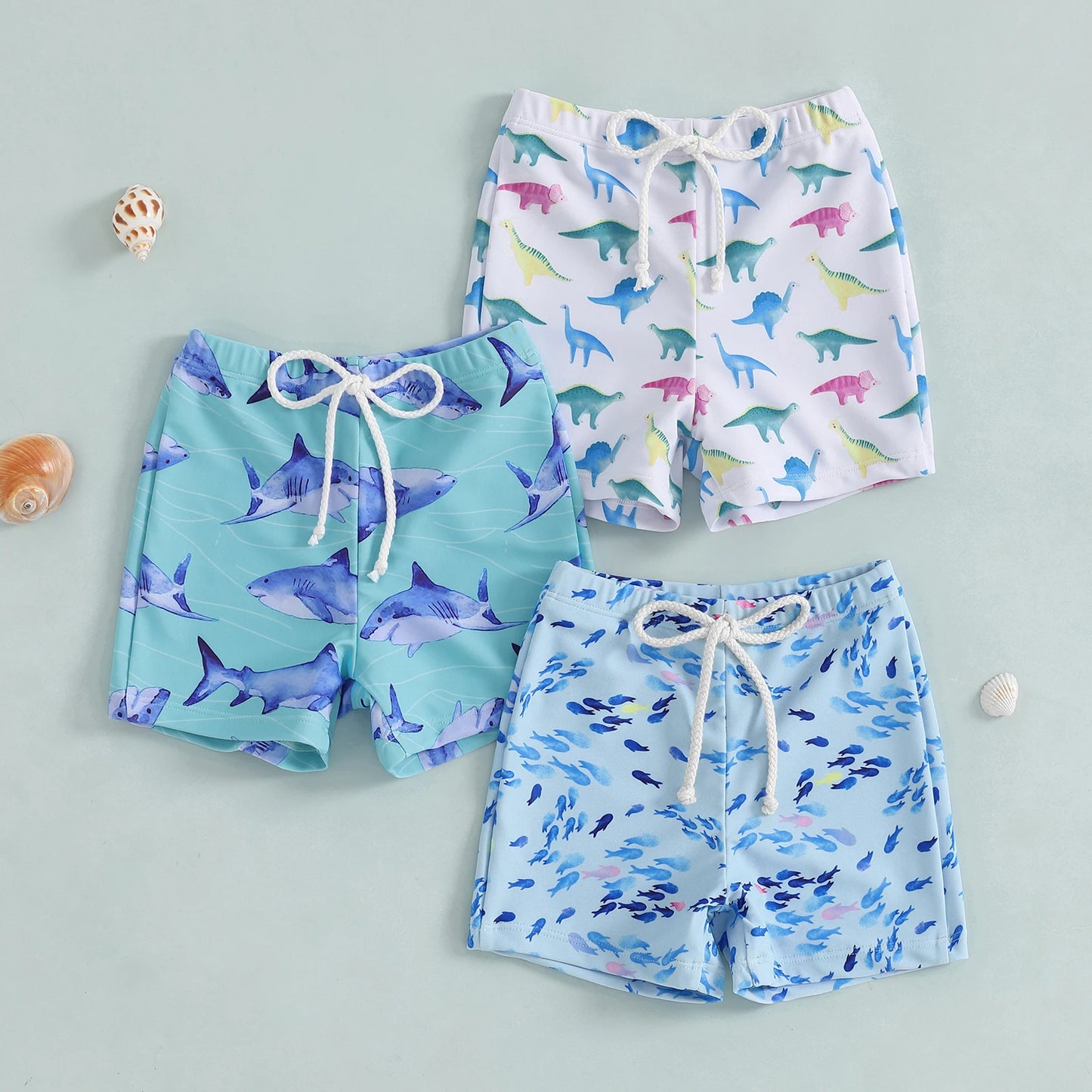 Maillot de bain pour petits garçons de 1 à 4 ans, short imprimé dinosaure/requin